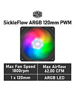 Cooler Master SickleFlow ARGB 120mm PWM MFX-B2DN-18NPA-R1 Case Fan by coolermaster at Rebel Tech