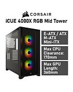 CORSAIR iCUE 4000X RGB Mid Tower CC-9011204 Computer Case by corsair at Rebel Tech