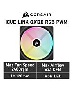 CORSAIR iCUE LINK QX120 RGB 120mm PWM CO-9051001 Case Fan by corsair at Rebel Tech