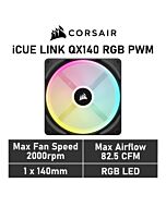 CORSAIR iCUE LINK QX140 RGB 140mm PWM CO-9051003 Case Fan by corsair at Rebel Tech