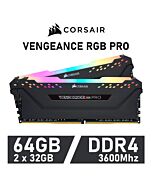 CORSAIR VENGEANCE RGB PRO 64GB Kit DDR4-3600 CL18 1.35v CMW64GX4M2D3600C18 Desktop Memory by corsair at Rebel Tech