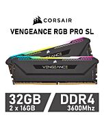 CORSAIR VENGEANCE RGB PRO SL 32GB Kit DDR4-3600 CL18 1.35v CMH32GX4M2D3600C18 Desktop Memory by corsair at Rebel Tech
