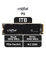 Crucial P3 1TB PCIe Gen3x4 CT1000P3SSD8 M.2 2280 Solid State Drive by crucial at Rebel Tech