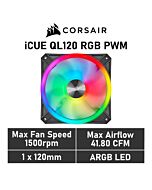 CORSAIR iCUE QL120 RGB 120mm PWM CO-9050097 Case Fan by corsair at Rebel Tech