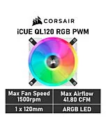CORSAIR iCUE QL120 RGB 120mm PWM CO-9050103 Case Fan by corsair at Rebel Tech