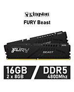 Kingston FURY Beast 16GB Kit DDR5-4800 CL38 1.10v KF548C38BBK2-16 Desktop Memory by kingston at Rebel Tech