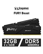 Kingston FURY Beast 32GB Kit DDR5-4800 CL38 1.10v KF548C38BBK2-32 Desktop Memory by kingston at Rebel Tech