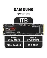 Samsung 990 PRO 1TB PCIe Gen4x4 MZ-V9P1T0BW M.2 2280 Solid State Drive by samsung at Rebel Tech