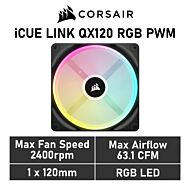 CORSAIR iCUE LINK QX120 RGB 120mm PWM CO-9051001 Case Fan by corsair at Rebel Tech