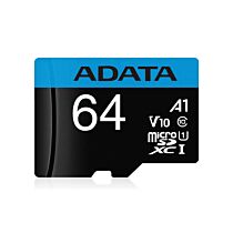 ADATA Premier microSDXC UHS-I 64GB AUSDX64GUICL10A1-RA1 Memory Card by adata at Rebel Tech