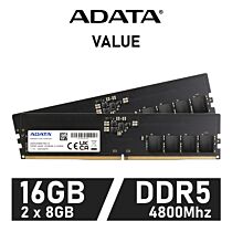 ADATA VALUE 16GB Kit DDR5-4800 CL40 1.1v AD5U48008G-DT Desktop Memory by adata at Rebel Tech