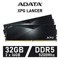 ADATA XPG LANCER 32GB Kit DDR5-5200 CL38 1.25v AX5U5200C3816G-DCLABK Desktop Memory by adata at Rebel Tech