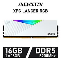 ADATA XPG LANCER RGB 16GB DDR5-5200 CL38 1.25v AX5U5200C3816G-CLARWH Desktop Memory by adata at Rebel Tech