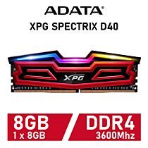 ADATA XPG SPECTRIX D40 8GB DDR4-3600 CL17 1.35v AX4U360038G17-SR40 Desktop Memory by adata at Rebel Tech