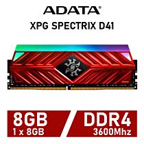 ADATA XPG SPECTRIX D41 8GB DDR4-3600 CL17 1.35v AX4U360038G17-SR41 Desktop Memory by adata at Rebel Tech