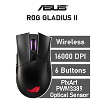 ASUS ROG Gladius II Wireless Optical 90MP00Z0-B0UA00 Wireless Gaming Mouse by asus at Rebel Tech