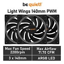 be quiet! Light Wings 140mm PWM High-speed BL079 Case Fans - 3 Fan Pack by bequiet at Rebel Tech