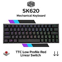 Cooler Master SK620 TTC Low Profile Red SK-620-GKTR1-US Mini Size Mechanical Keyboard by coolermaster at Rebel Tech