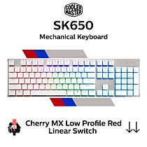 Cooler Master SK650 Cherry MX Low Profile Red SK-650-SKLR1-US Full Size Mechanical Keyboard by coolermaster at Rebel Tech