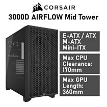 CORSAIR 3000D AIRFLOW Mid Tower CC-9011251 Black Computer Case by corsair at Rebel Tech