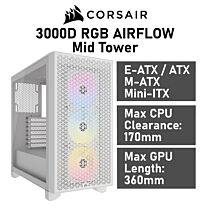 CORSAIR 3000D RGB AIRFLOW Mid Tower CC-9011256 White Computer Case by corsair at Rebel Tech