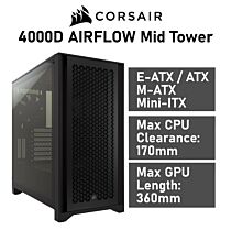 CORSAIR 4000D AIRFLOW Mid Tower CC-9011200 Computer Case by corsair at Rebel Tech