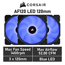 CORSAIR AF120 LED 120mm CO-9050084 Case Fans - 3 Fan Pack by corsair at Rebel Tech
