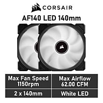 CORSAIR AF140 LED 140mm CO-9050088 Case Fans - 2 Fan Pack by corsair at Rebel Tech