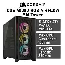 CORSAIR iCUE 4000D RGB AIRFLOW Mid Tower CC-9011240 Computer Case by corsair at Rebel Tech