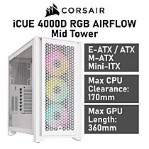 CORSAIR iCUE 4000D RGB AIRFLOW Mid Tower CC-9011241 Computer Case by corsair at Rebel Tech