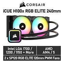 CORSAIR iCUE H100x RGB ELITE 240mm CW-9060065 Liquid Cooler by corsair at Rebel Tech