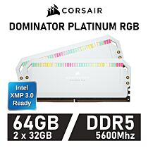 CORSAIR DOMINATOR PLATINUM RGB 64GB Kit DDR5-5600 CL40 1.25v CMT64GX5M2B5600C40W Desktop Memory by corsair at Rebel Tech