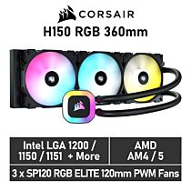 CORSAIR H150 RGB 360mm CW-9060054 Liquid Cooler by corsair at Rebel Tech