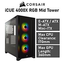 CORSAIR iCUE 4000X RGB Mid Tower CC-9011204 Computer Case by corsair at Rebel Tech