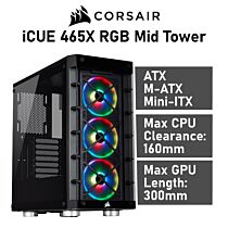 CORSAIR iCUE 465X RGB Mid Tower CC-9011188 Computer Case by corsair at Rebel Tech
