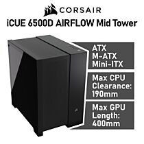 CORSAIR iCUE 6500D AIRFLOW Mid Tower CC-9011259 Dual Chamber Computer Case by corsair at Rebel Tech