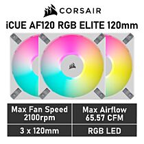 CORSAIR iCUE AF120 RGB ELITE 120mm PWM CO-9050158 Case Fans - 3 Fan Pack by corsair at Rebel Tech