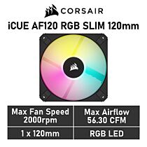 CORSAIR iCUE AF120 RGB SLIM 120mm PWM CO-9050162 Case Fan by corsair at Rebel Tech