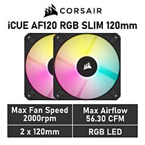 CORSAIR iCUE AF120 RGB SLIM 120mm PWM CO-9050163 Case Fans - 2 Fan Pack by corsair at Rebel Tech