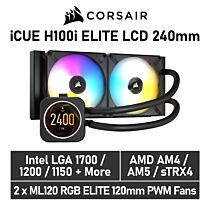 CORSAIR iCUE H100i ELITE LCD 240mm CW-9060061 Liquid Cooler by corsair at Rebel Tech