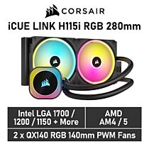 CORSAIR iCUE LINK H115i RGB 280mm CW-9061002 Liquid Cooler by corsair at Rebel Tech