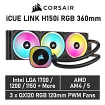 CORSAIR iCUE LINK H150i RGB 360mm CW-9061003 Liquid Cooler by corsair at Rebel Tech