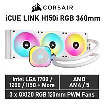 CORSAIR iCUE LINK H150i RGB 360mm CW-9061006 White Liquid Cooler by corsair at Rebel Tech