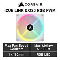CORSAIR iCUE LINK QX120 RGB 120mm PWM CO-9051005 White Case Fan by corsair at Rebel Tech