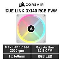 CORSAIR iCUE LINK QX140 RGB 140mm PWM CO-9051007 White Case Fan by corsair at Rebel Tech