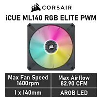 CORSAIR iCUE ML140 RGB ELITE 140mm PWM CO-9050114 Case Fan by corsair at Rebel Tech