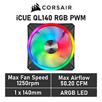 CORSAIR iCUE QL140 RGB 140mm PWM CO-9050099 Case Fan by corsair at Rebel Tech