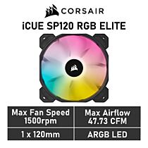CORSAIR iCUE SP120 RGB ELITE 120mm PWM CO-9050108 Case Fan by corsair at Rebel Tech
