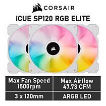 CORSAIR iCUE SP120 RGB ELITE 120mm PWM CO-9050137 Case Fans - 3 Fan Pack by corsair at Rebel Tech