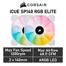 CORSAIR iCUE SP140 RGB ELITE 140mm PWM CO-9050139 Case Fans - 2 Fan Pack by corsair at Rebel Tech